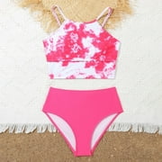 Jacenvly Kids Pinks Bikini Set Swimwear, 2-Piece Set, 13-16 Years